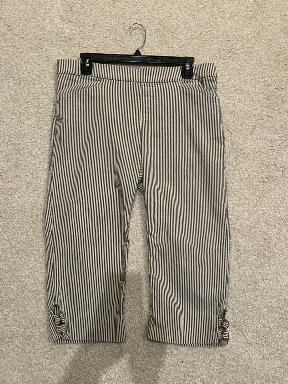 Christopher & Banks Narrow Black & White Striped Knit Pants - Size 14W